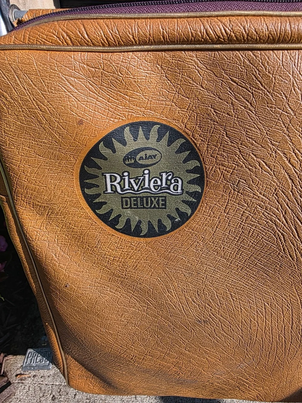 Vintage AJAY Riviera Deluxe Golf Bag/Cart | Collapsible Aluminum Tan Vinyl